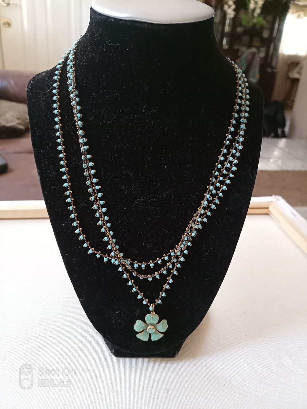 Catherine Popesco Bead Layered Necklace with Clover Pendant